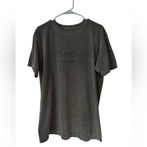 LONELY GHOST Gray Short Sleeve Tee YSL Size Large